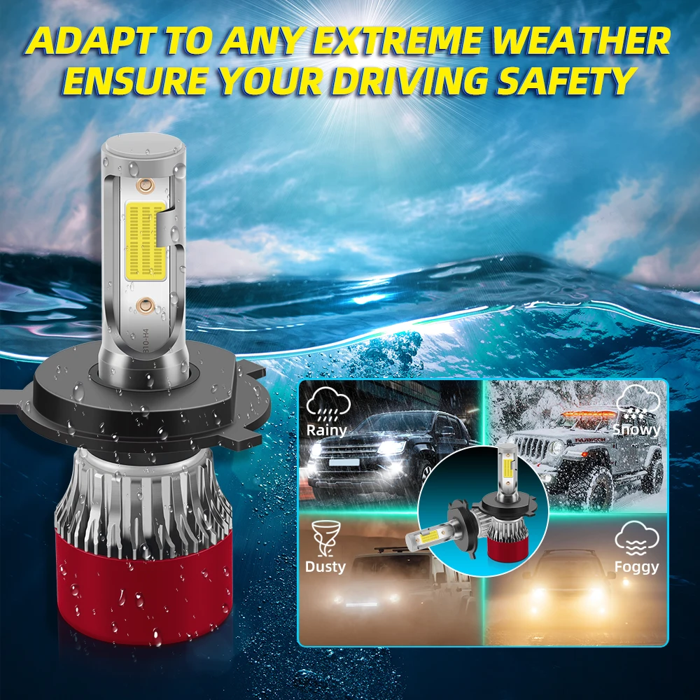 2PCS H4 Car LED Headlights Canbus No Error LED Auto Fog Lamps High Low Beam H4 12V 6000K 1:1 Size LED Bulbs Plug And Play