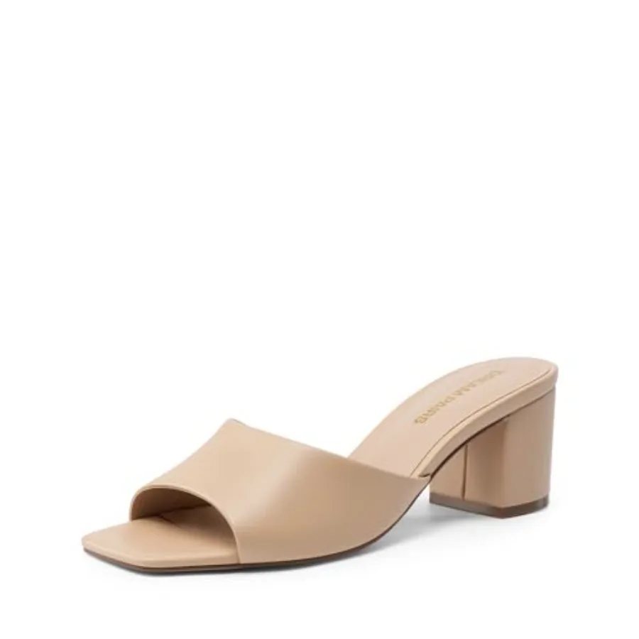 

DREAM PAIRS Women's Low Heels Sandals Block Chunky Slide Mule 2.24 Inch 2026 Summer Sandals Slip on Square Toe Casual Dress Sho
