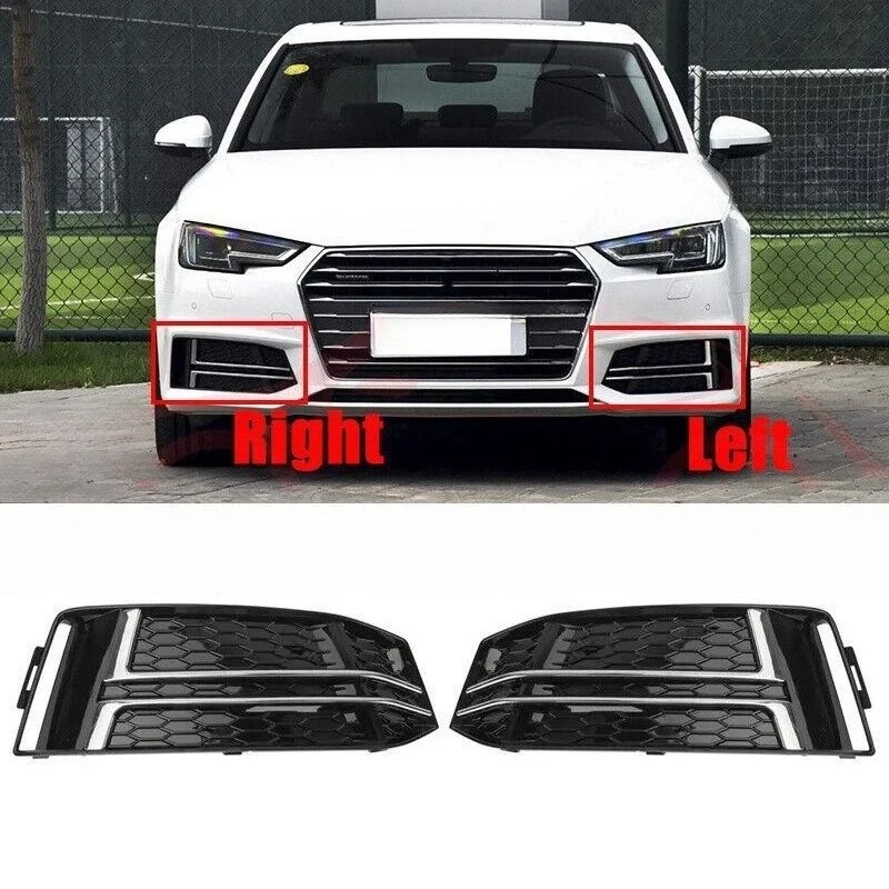 

8W0807681,8W0807682Для Audi A4 B9 S-LINE 2016 2017 2018 2XАвтомобильный хромированный сотовый передний бампер, противотуманная фара, решетка, нижняя крышка решетки