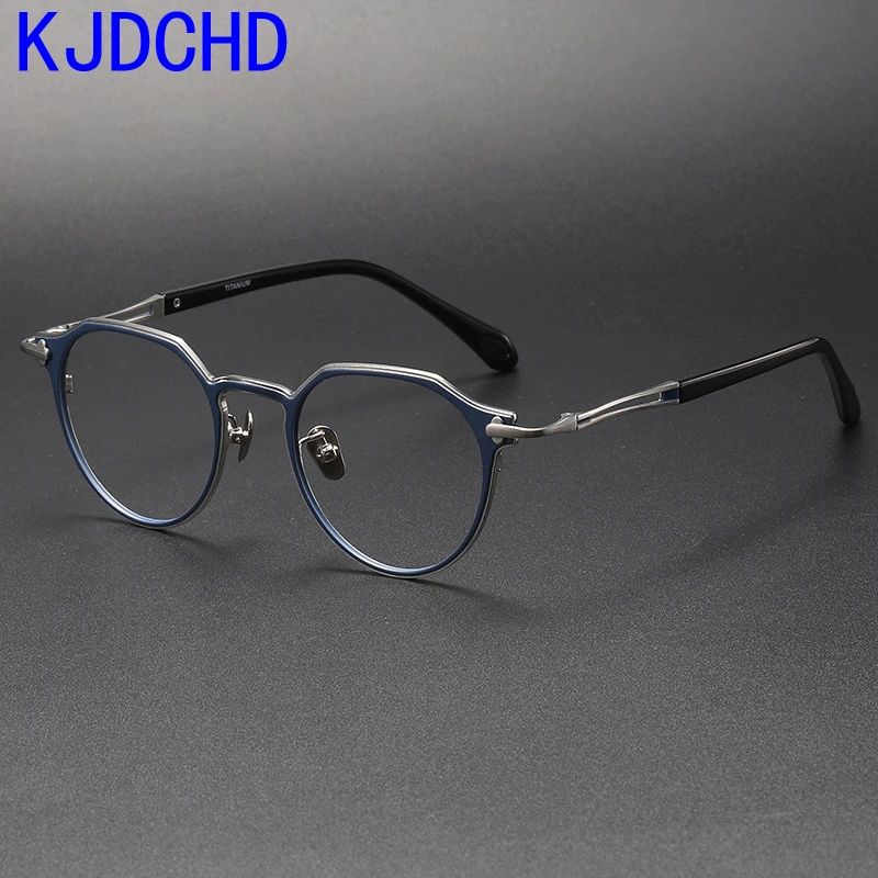 Pure Titanium Eye Glasses Frames for Men Women Retro Round Prescription Eyeglasses New Vintage Myopia Optical Eyewear Spectacles