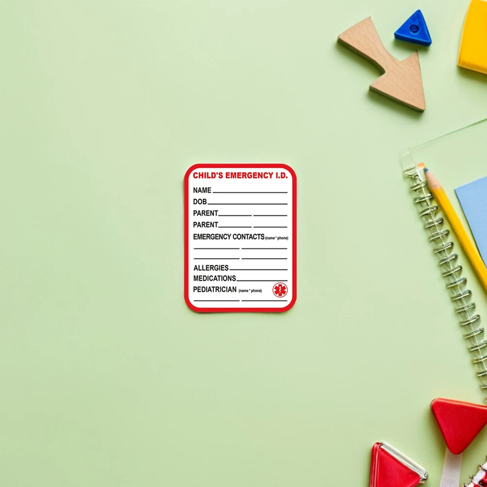 

15Pcs Children Safety Medical Info Stickers Red Waterproof Adhesive Emergency Carseat Remarkable Identification