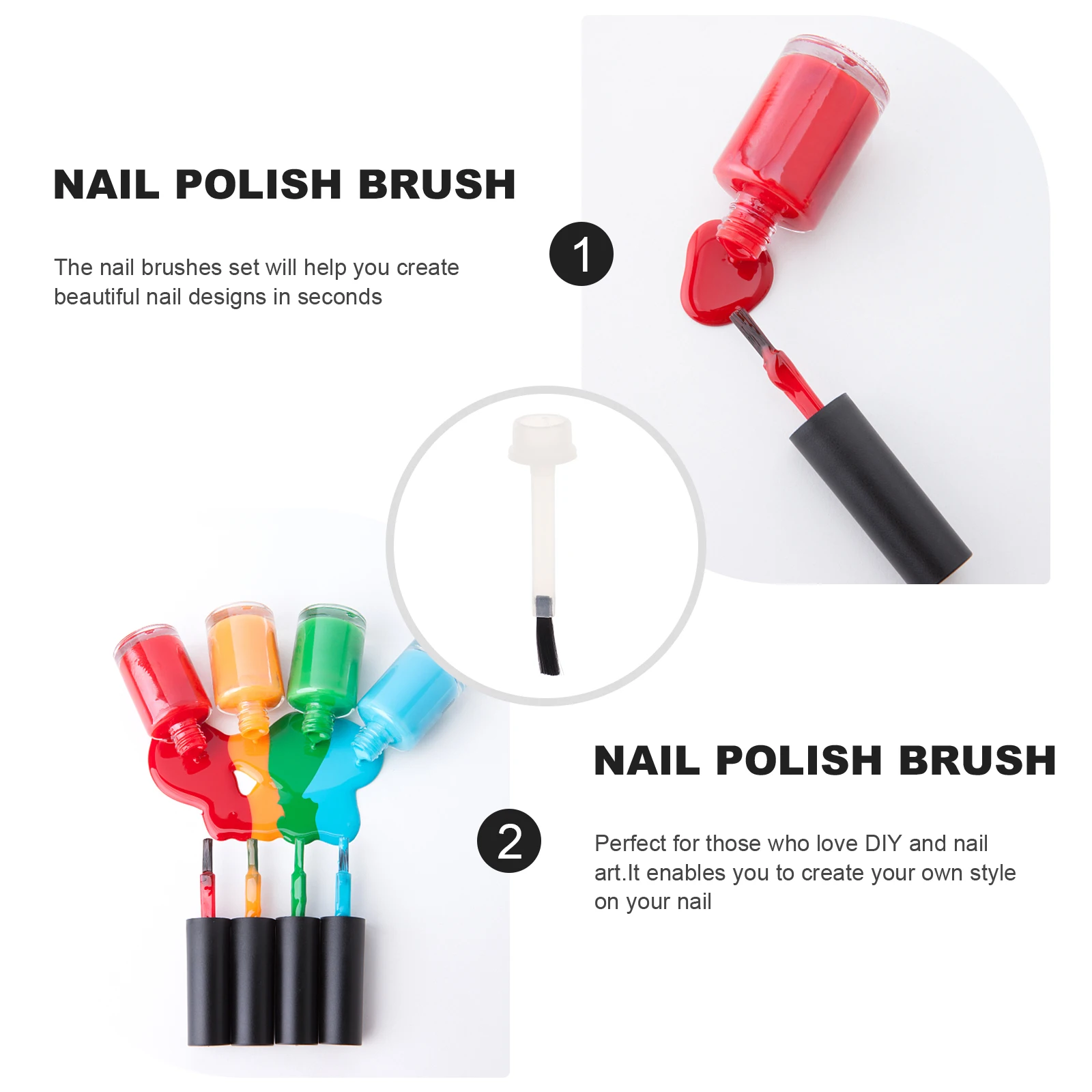 

20 Pcs Girl Nail Polish Brush Man Tools for Art Varnish Replacement Nylon Portable