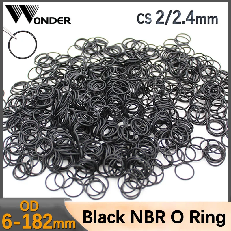 

NBR O Ring Seal Gaskets CS 2/2.4mm OD 6-182mm Oil and Wear Resistant Automobile Petrol Nitrile Rubber O-Ring Waterproof Black