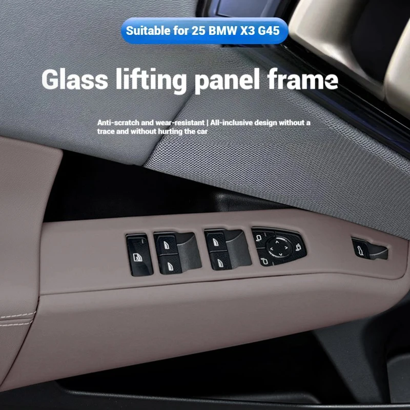 

For BMW X3 G45 2025 4-piece of foreskin glass lift panelswindow button frames decorative stickers and interior accessories