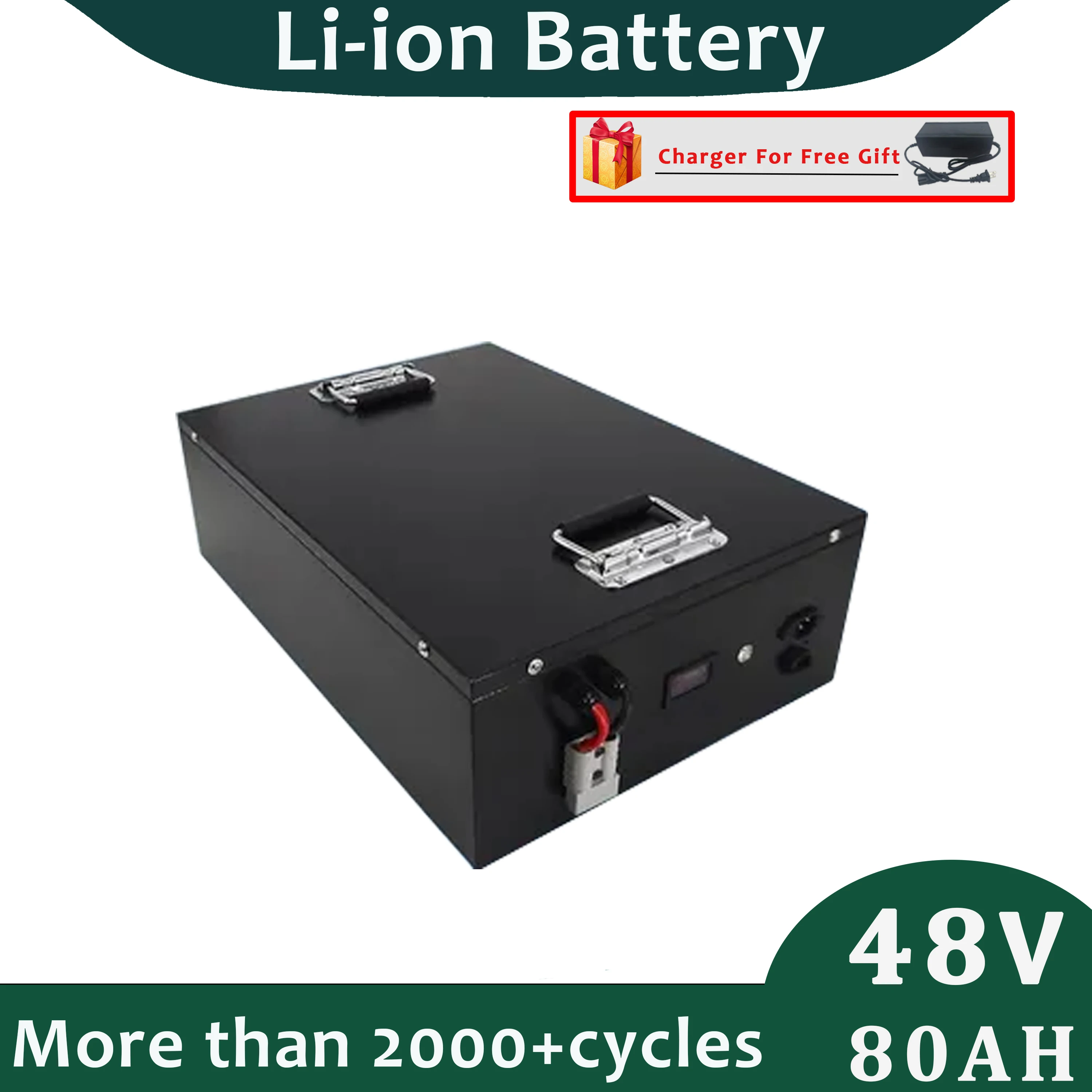 

SEENRUY 13S 48V 80Ah литий-ионный аккумулятор со встроенным BMS для электрических скутеров, тележки для гольфа с зарядным устройством 10A