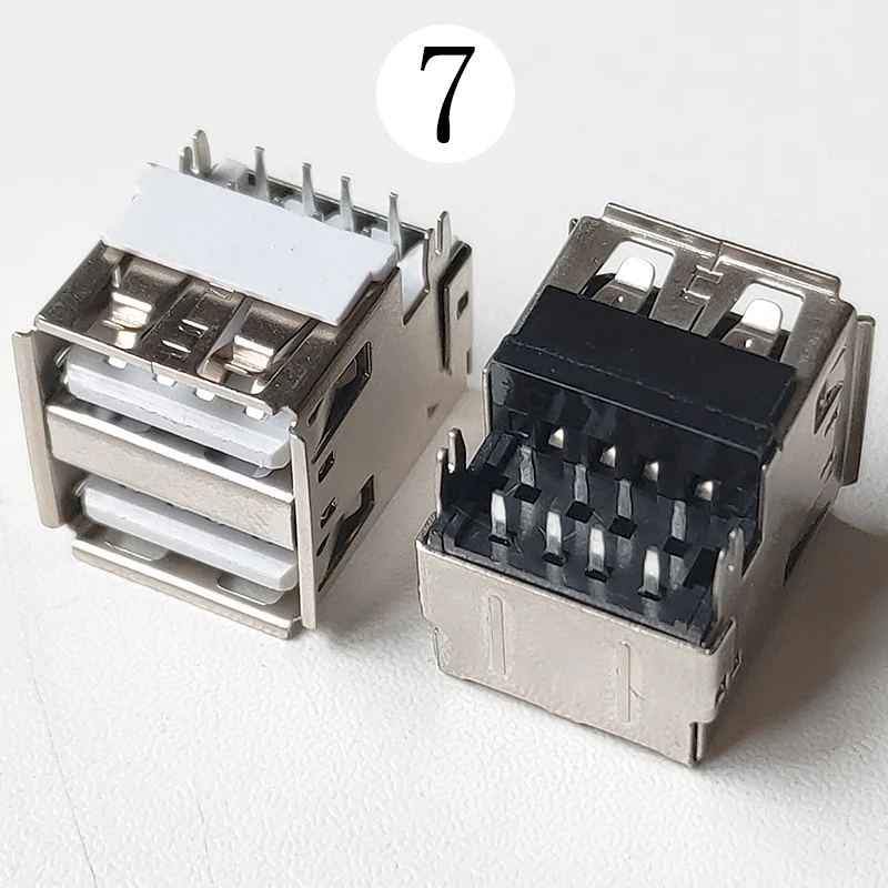 5PCS Dual USB 2.0 USB 3.0 Jack 90/180 Degree Computer Tail Connector Female USB Connector Socket For Inference Charging