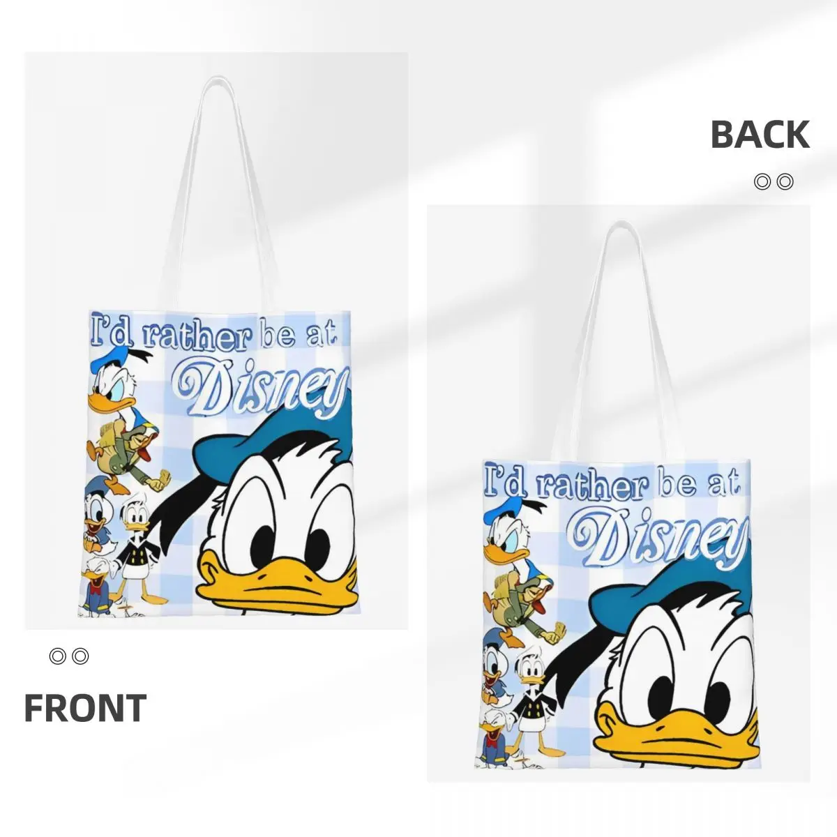 Mickey e amigos sorte pato donald sacolas mulheres bolsa de lona faculdade bolsa de ombro reutilizável saco de compras