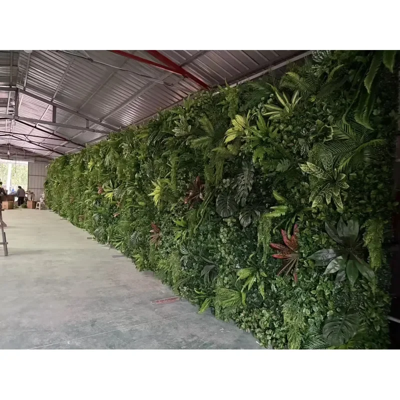 Modern Design Plastic Hedge Plant Wall Hanging Flowers Leaves & Wedding Feature Privacy Fence Screen for Outdoor Garden &