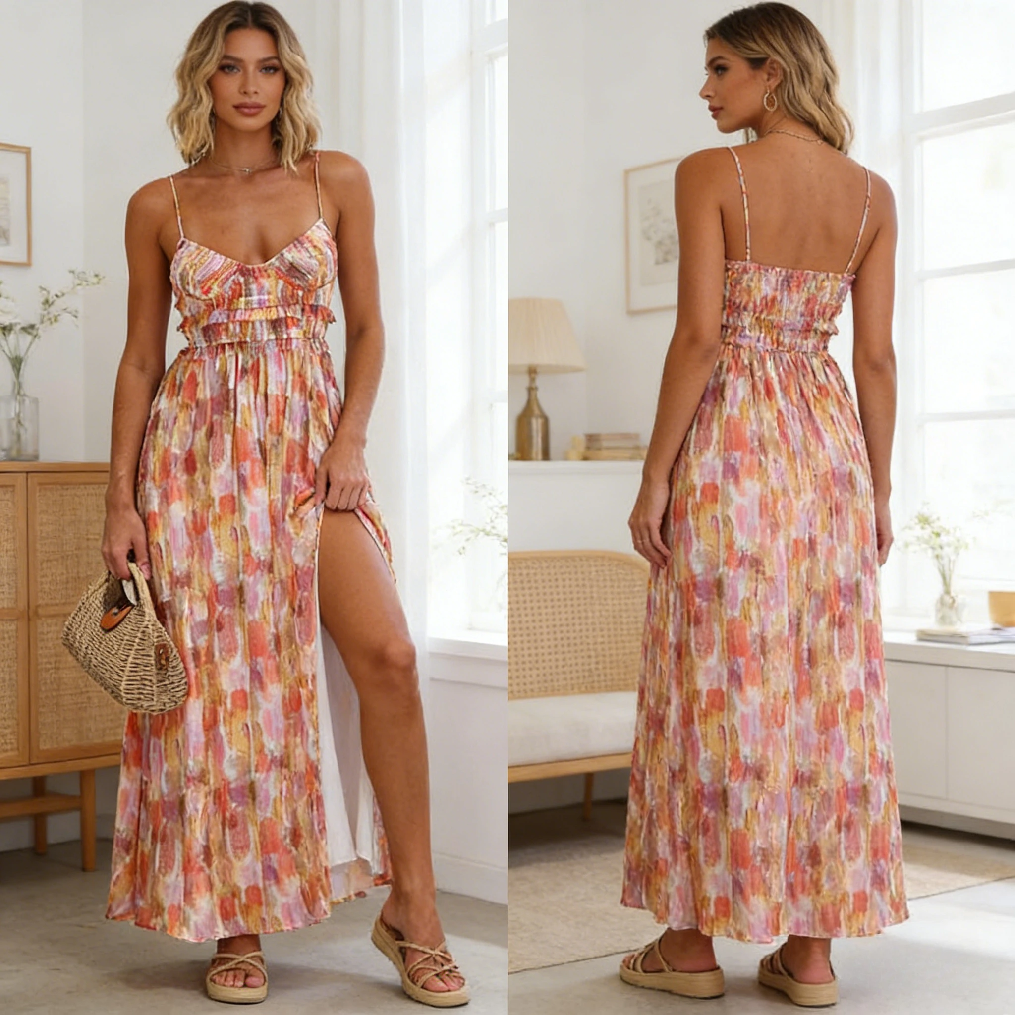 

Long Dress Women Dresses Sexy Sling Vestidos Y2k Streetwear V Neck Print Foral Sleeve Elegant Party Night Work Beach 2026