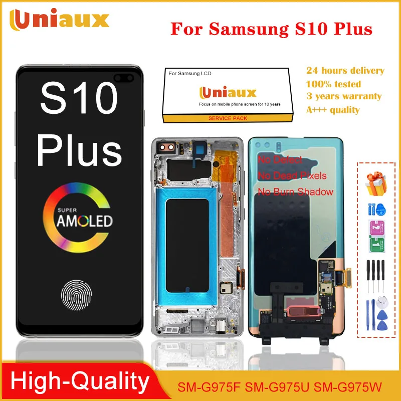 

AMOLED LCD For Samsung Galaxy S10 Plus G975 S10Plus LCD Display Touch Screen Digitizer Assembly replacement