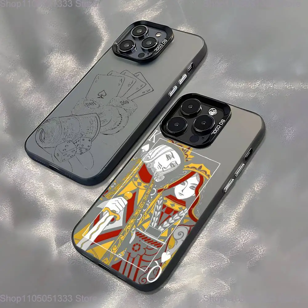 

Poker Card Printing Phone Case For iPhone 16,15,14,13,12,11,Pro,XS,Max,Plus,Mini,SE Black Candy Matte Shockproof Cover