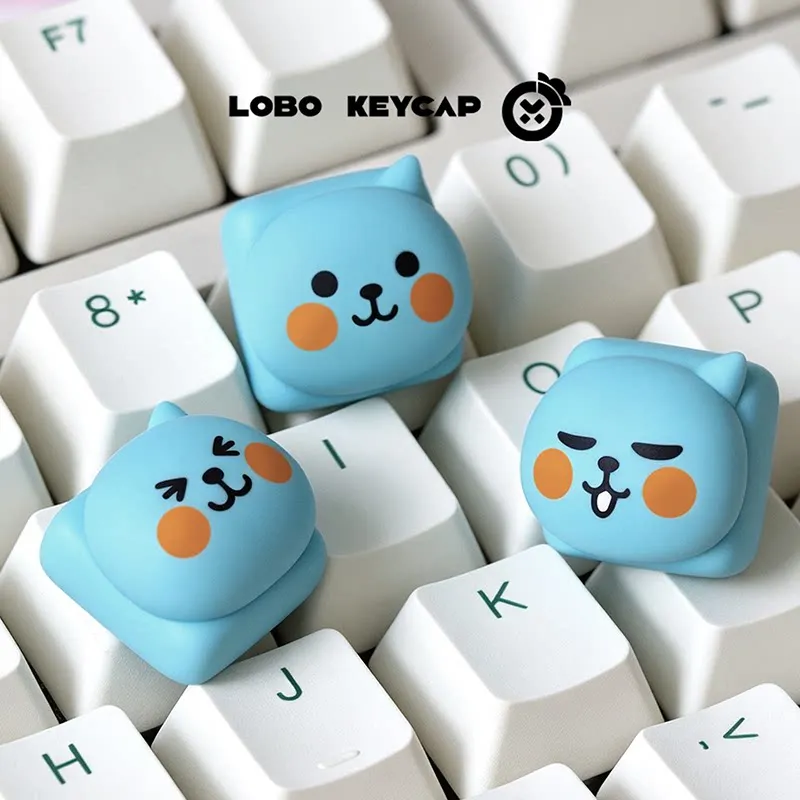 Lobo Keycap Kur Cute Cartoon Blue Cat Custom Keycap Esc Replacement For Mechanical Gaming Keyboard Decoration Accessory Ornament