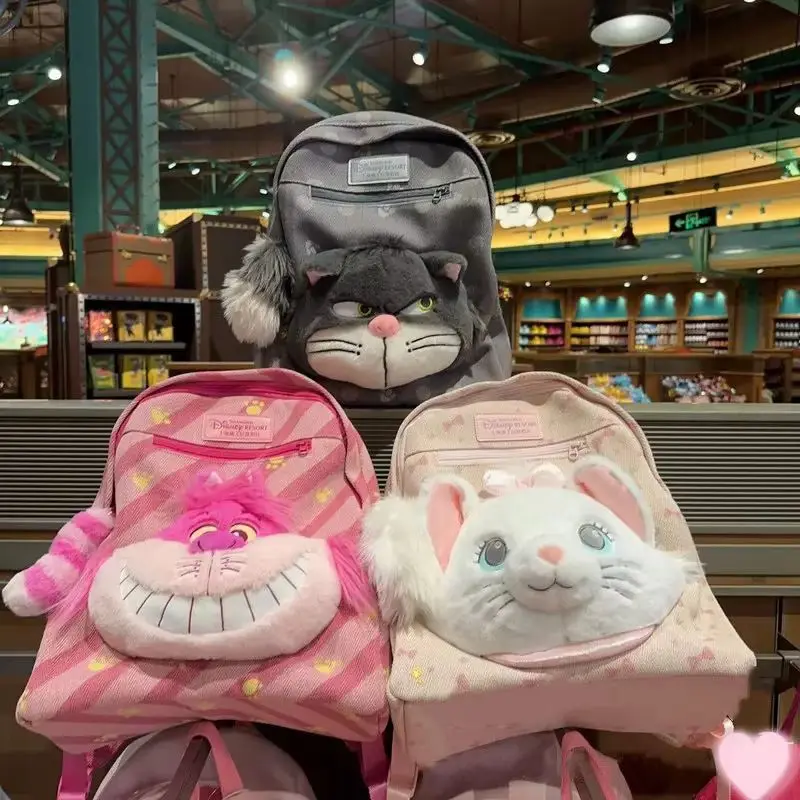 ディズニー漫画かわいいマリー猫カレッジ通学 3D ぬいぐるみルシファーシェシャ猫装飾大容量バックパックギフト