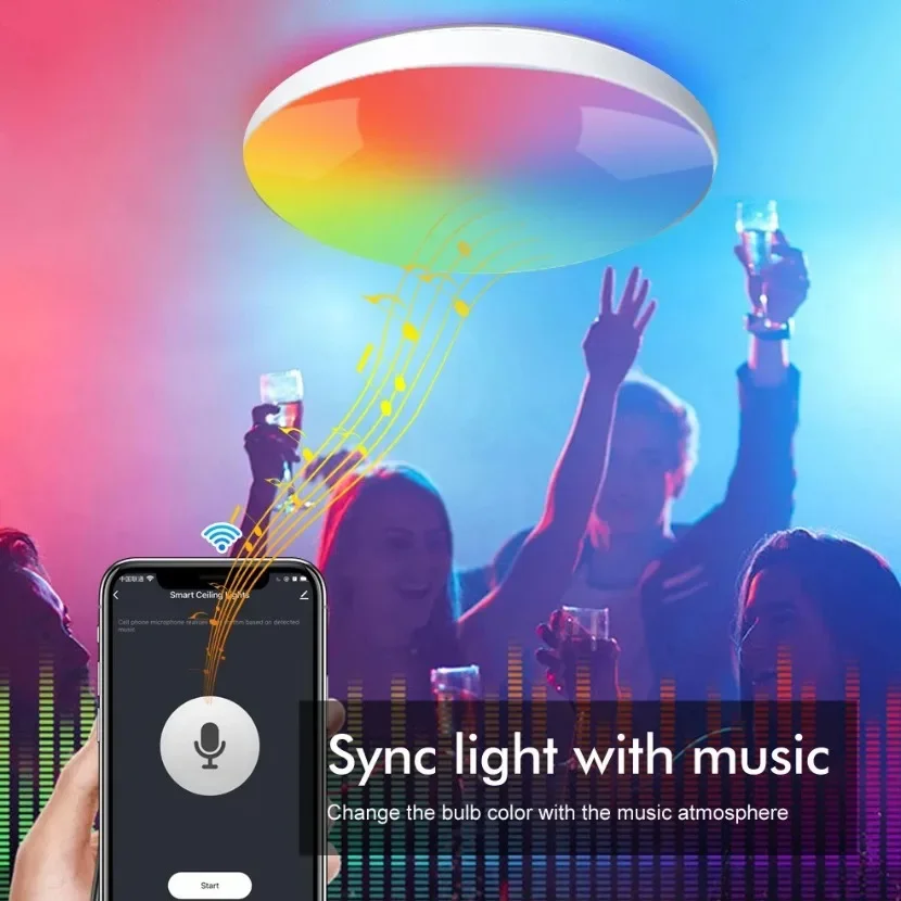 Tuya Smart Zigbee 3.0 Потолочный светильник Wi-Fi RGB Пульт дистанционного управления Alexa Google Voice APP Диммируемая спальня Декор комнаты Светодиодный потолочный светильник