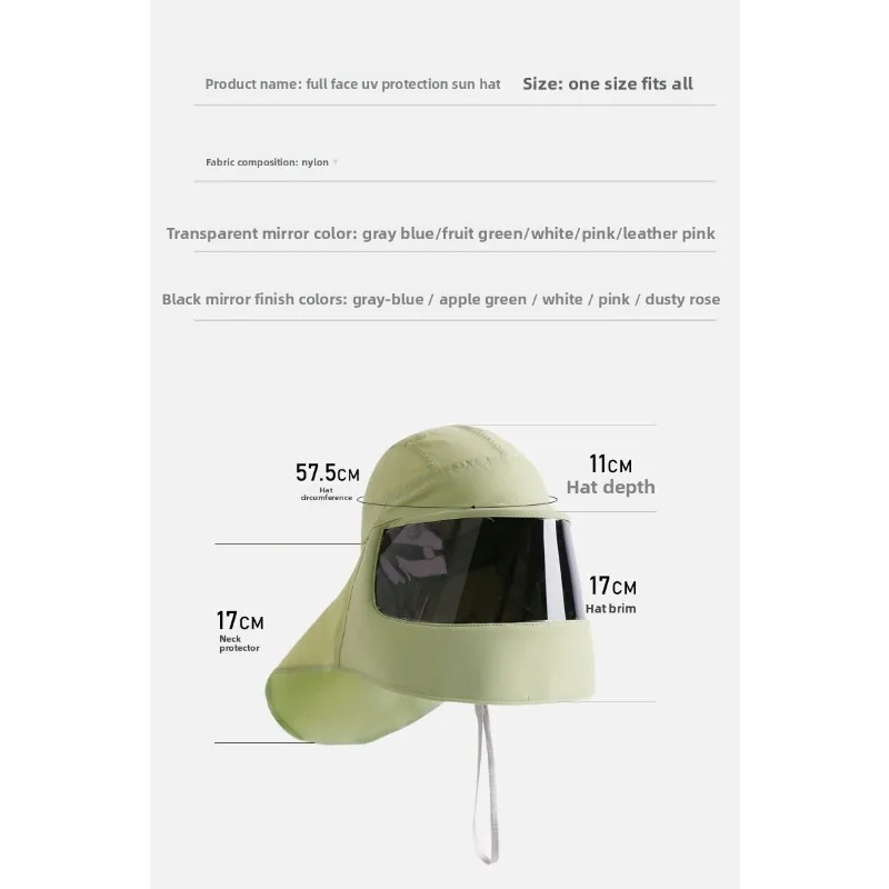 Sun Hat UV Protection Full Face Neck Cover Breathable Lightweight Ultraviolet Resistant Summer Outdoor Cycling Driving Shading
