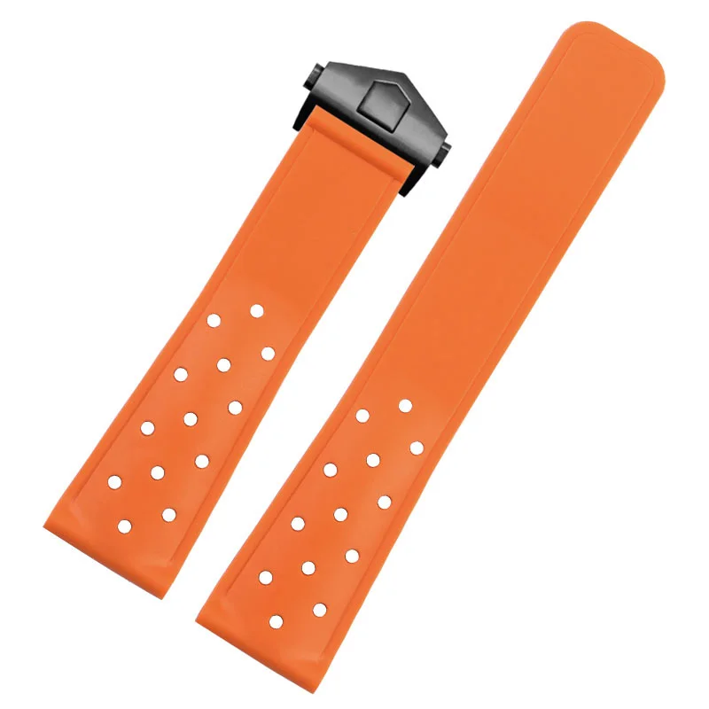22mm Waterproof Rubber Silicone watchband Black blue red For TAG watch HEUER MONACO CARRERA FORMULA 1 Men Watch Strap