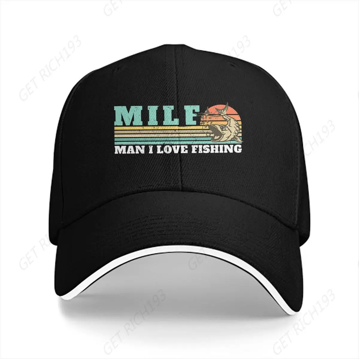 

MILF Multicolor Hat Peaked Men's Cap Fishing Retro Vintage Sunset Personalized Visor Protection Hats