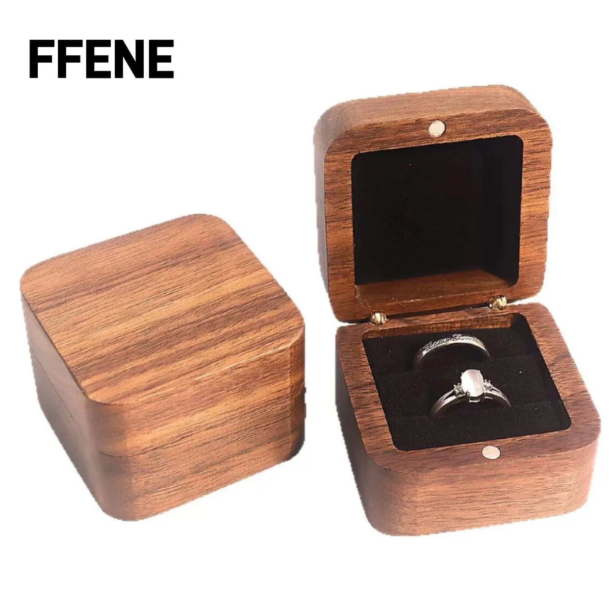 

5.5cm Black Walnut Ring Box Proposal Ring Box Wedding Diamond Ring Jewelry Gift Packaging Storage Women's Jewelry Box