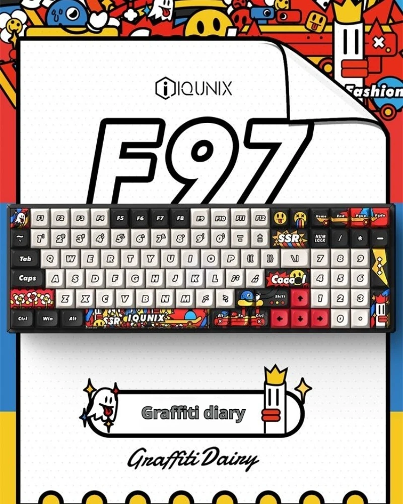 

Iqunix F97 Graffiti Diary Mechanical Keyboard 3-mode Bluetooth Wireless Keyboard Hot Swap Rgb/lightless Office/game Keyboard