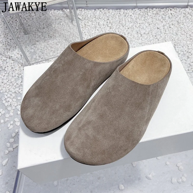 Luxury Brand Flat Half Slippers Women Wrap Toe Suede Flat Mules Slides Summer Causal Vacation Leisure Beach Walking Shoes