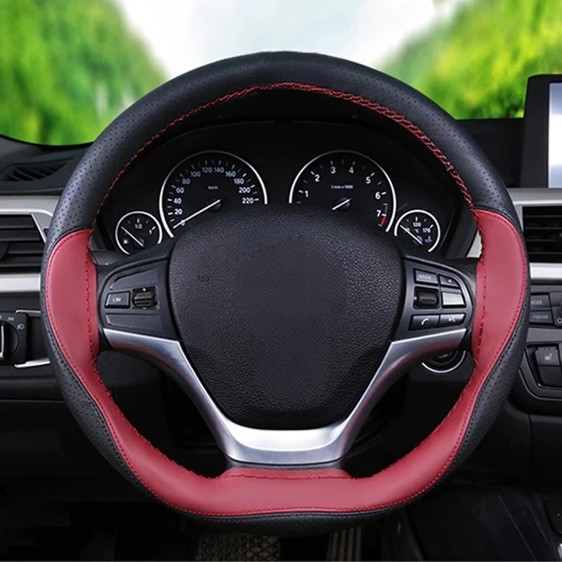 Anti-slip Fiber Leather DIY 38cm Car Steering Wheel Cover Case With Needles And Thread Automobile Interior Accessory Universal