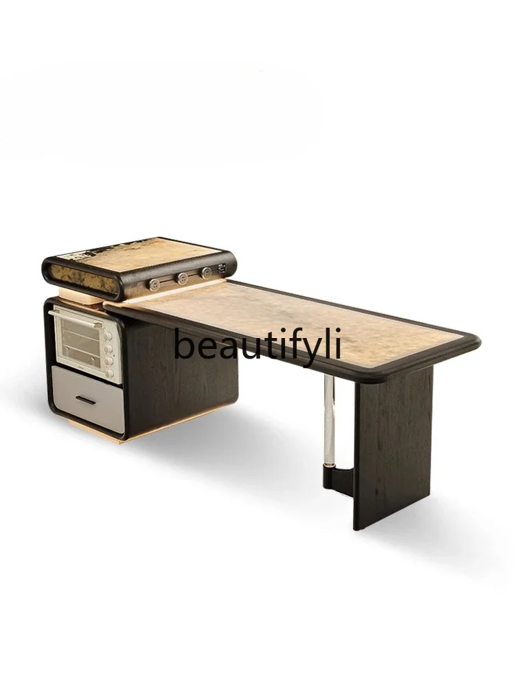 

1xzTranslucent high-end island table integrated light luxury modern villa luxury house designer natural luxury stone dining tabl