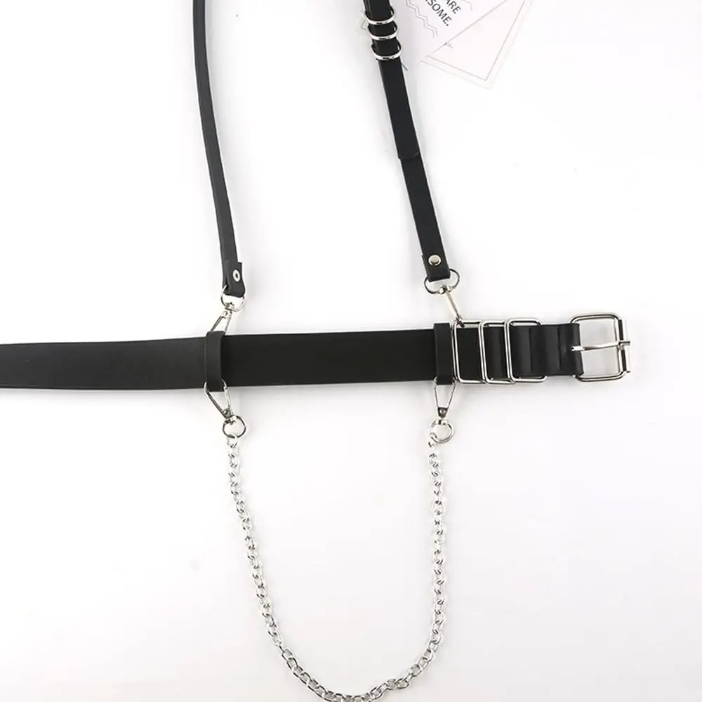 Fashion Luxury Female Belt Black Leather Harness Chain Belt Goth Corset Waist Belt Harness Women's Accessories Gothic Clothing