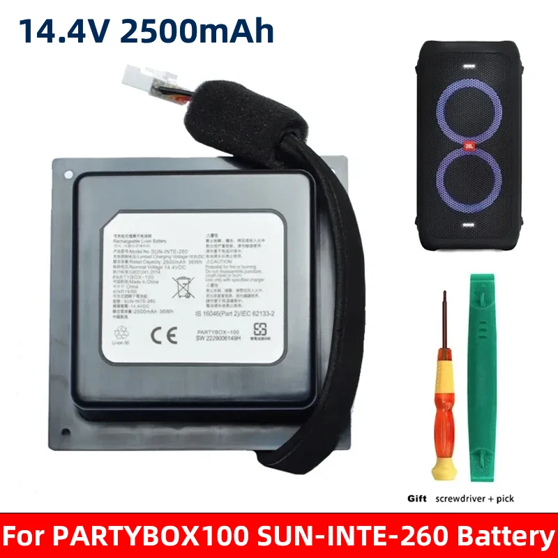 

Speaker Battery 14.4V 2500mAh SUN-INTE-260 Replacement Battery For JBL PartyBox 100 PARTYBOX-100 Bluetooth Speaker Battery