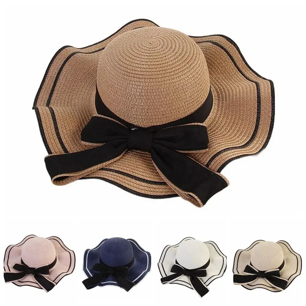 

Fashion Large Straw Weave Sun Hat Wide Brim Face Slim Sunscreen Bucket Hat Breathable Bohemian Fisherman Hat Ladies/Girls