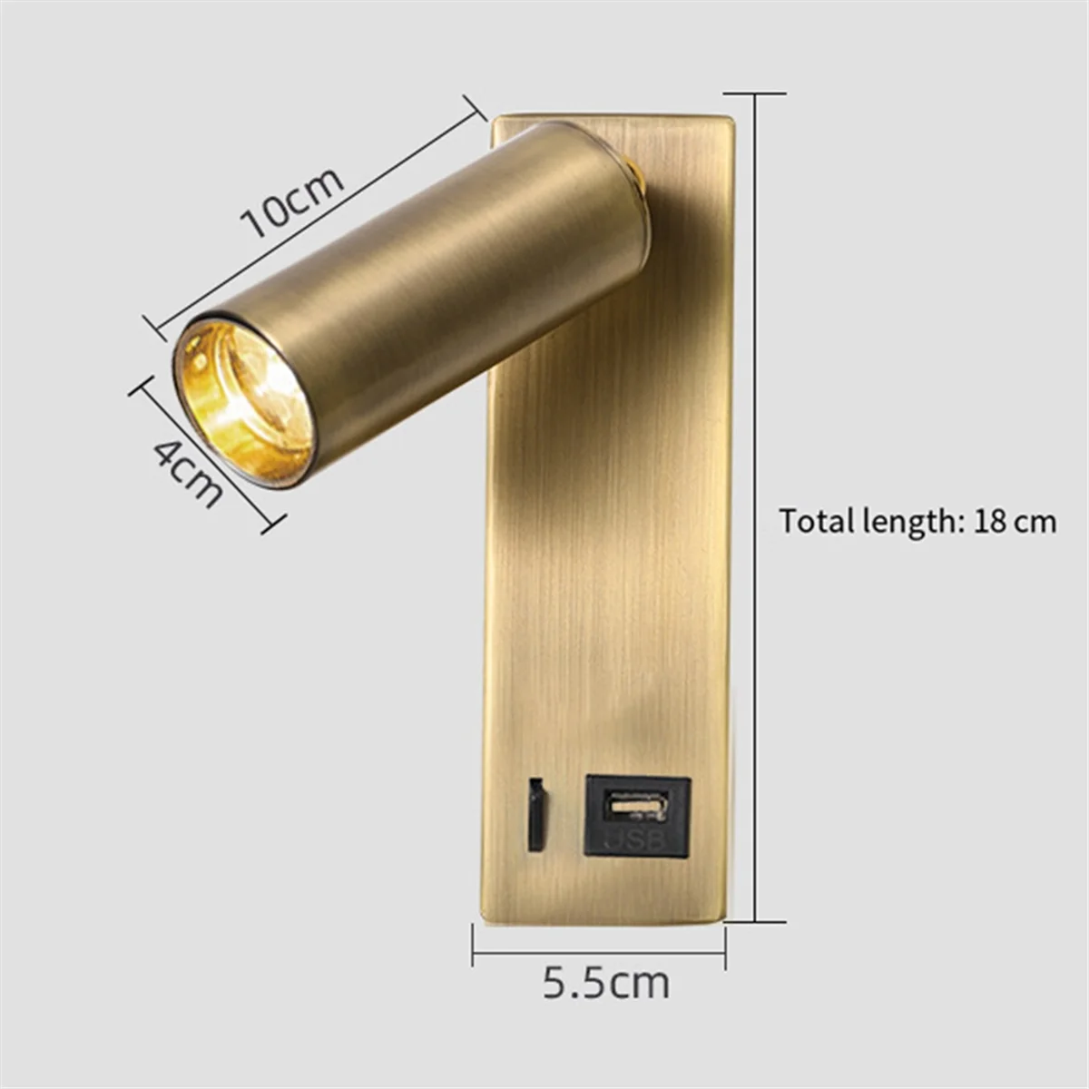 

NEW 3W LED Wall Lamp Embedded and Rotatable Reading Light USB Focus Light for Bedroom Bedside Study 3000K Bronze