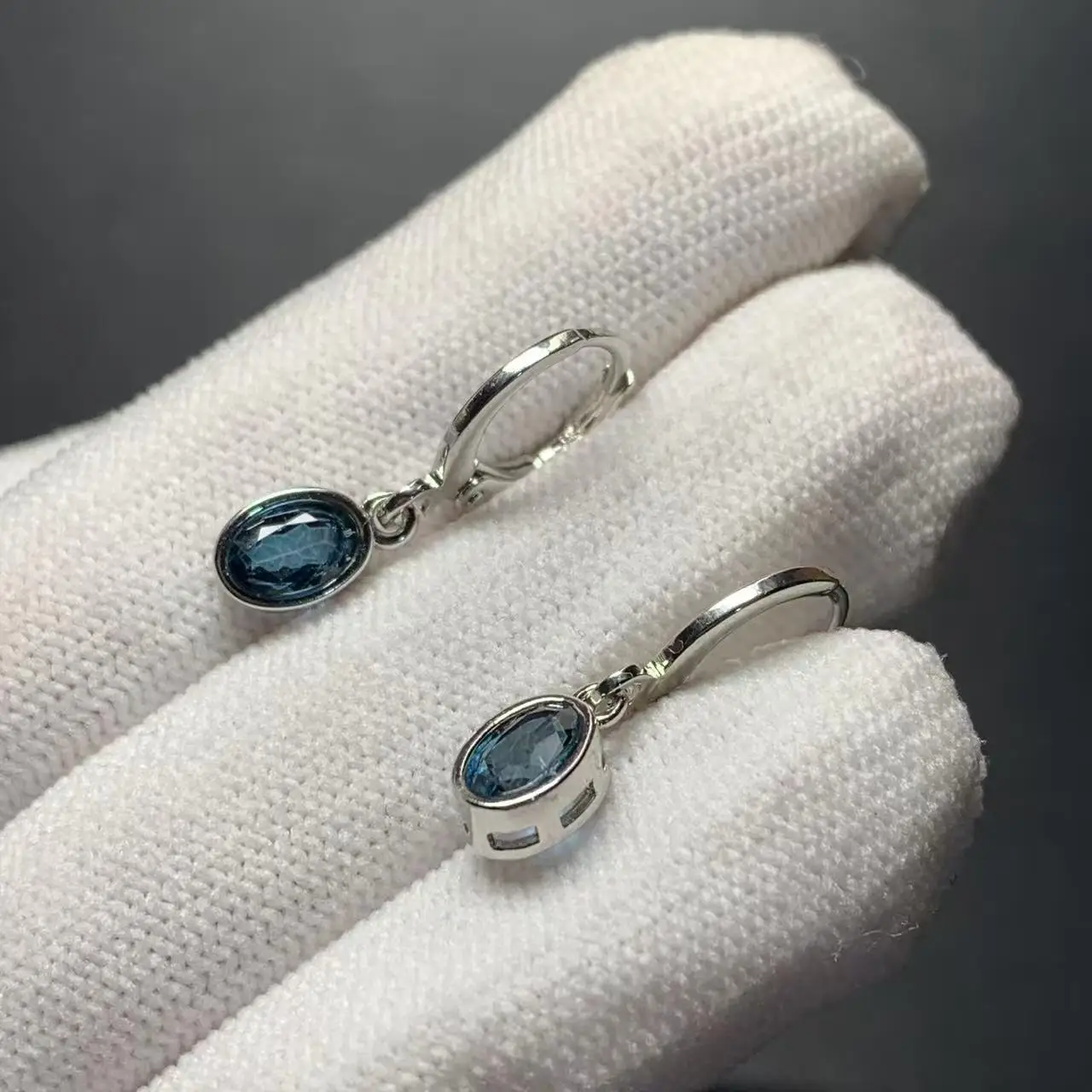 HEYYA STONE Vintage Natural Blue Topaz Hoop Earrings Simple Classic Round Circle Gemstone Jewelry Handmade 14K GOLD exclusive