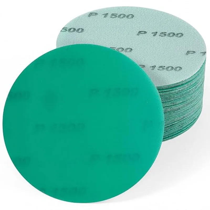 50pcs-set 2000pcs-carton Sand Paper 5 Inch Hook and Loop 1500 Grit Green Film Sanding Disc Sandpaper Discs