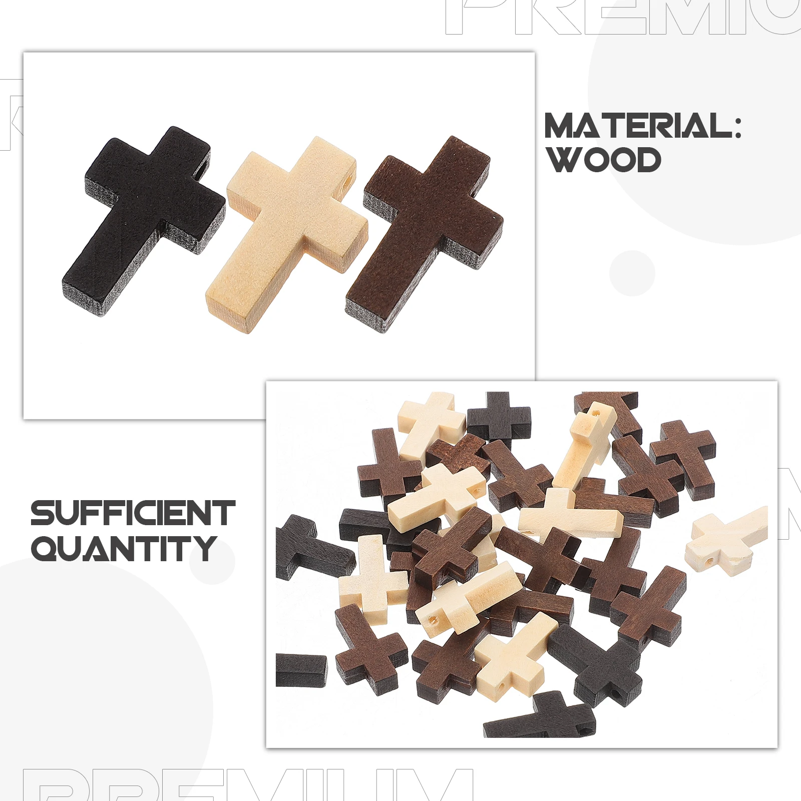 60 ciondoli pendenti in legno piccola decorazione ciondoli croce in legno forniture artigianali fai da te creazione di gioielli in legno naturale marrone nero