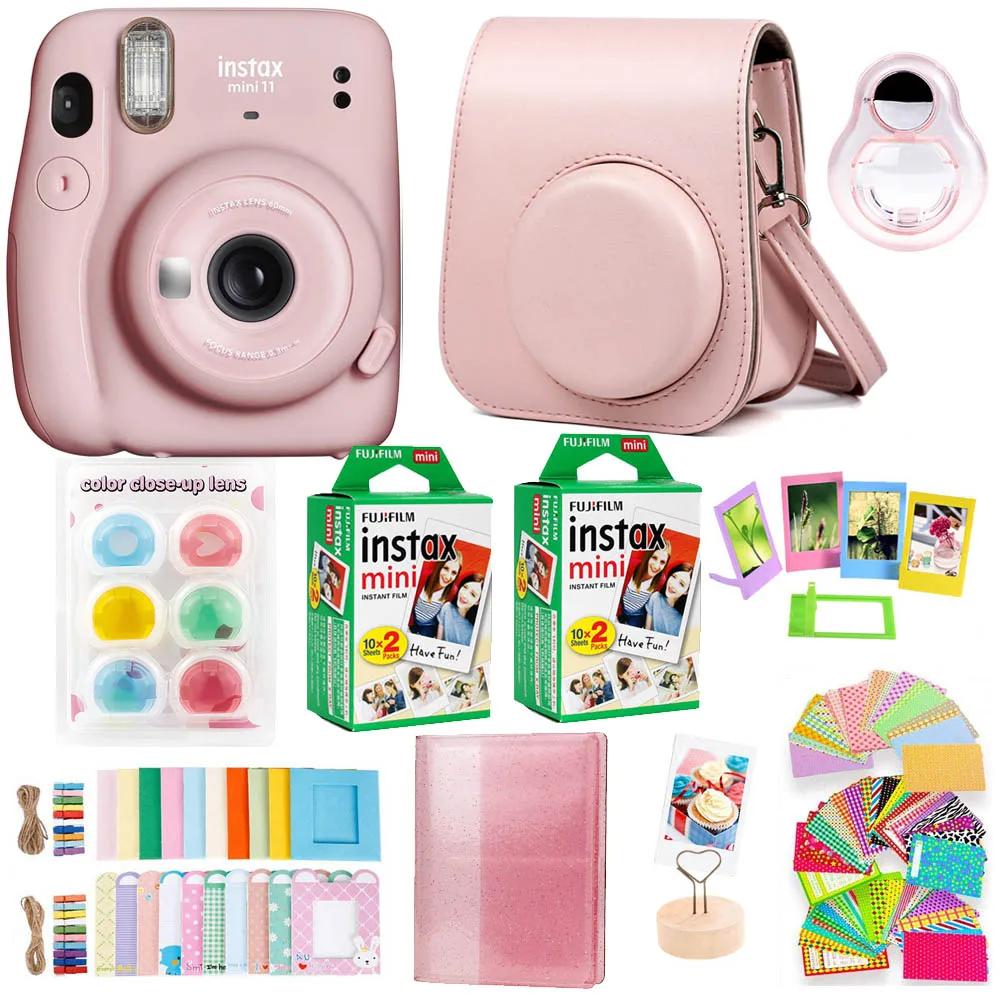 الأصلي فوجي فيلم Instax Mini 11 كاميرا فورية مع 40 ورقة فيلم صغير ورقة كاميرا الكتف حزام حقيبة الملحقات حزمة عدة