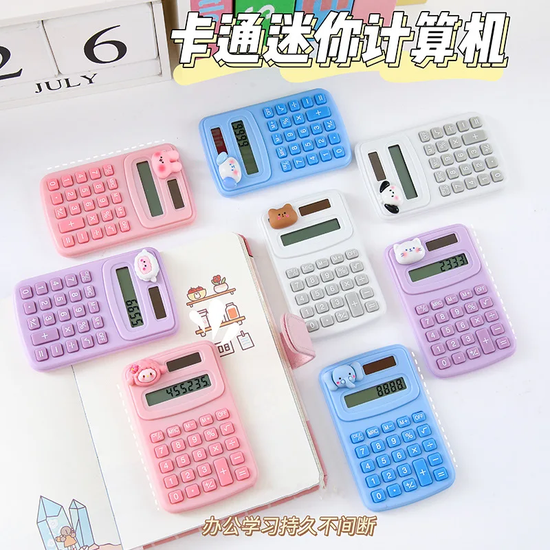 Cute Mini Portable Student Digit Calculator with Silicone Pressing Buttons Cartoon Calculators Office School Supplies Stationery