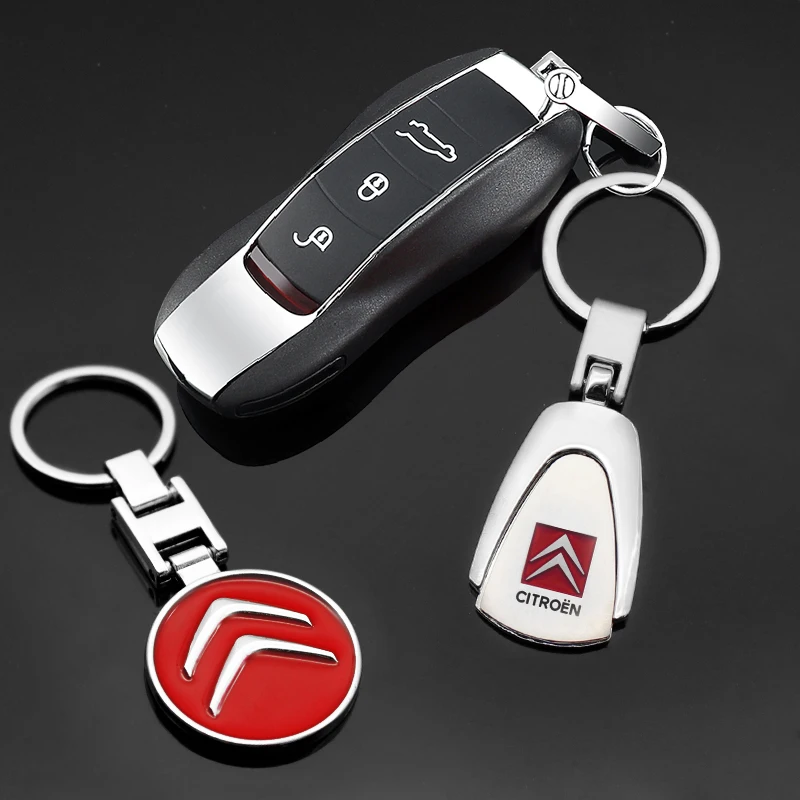 ثلاثية الأبعاد المعادن الجلود سيارة المفاتيح مفتاح سلسلة حلقة اكسسوارات لسيتروين C4 C3 C5 C1 C2 C4L Celysee Xsara بيكاس الصبار حافظة مفاتيح السيارة