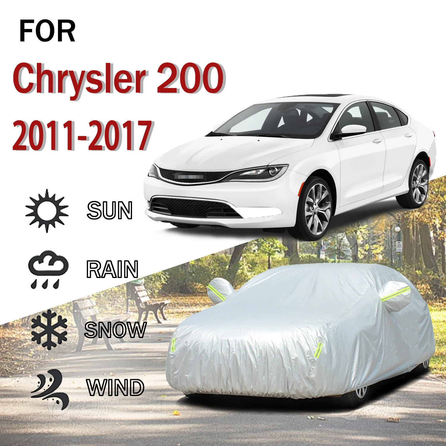 

For Chrysler 200 2011-2017 Outdoor Protection Full 190T Car Covers Snow Cover Sunshade Dustproof Cover Car Exterior Accessories