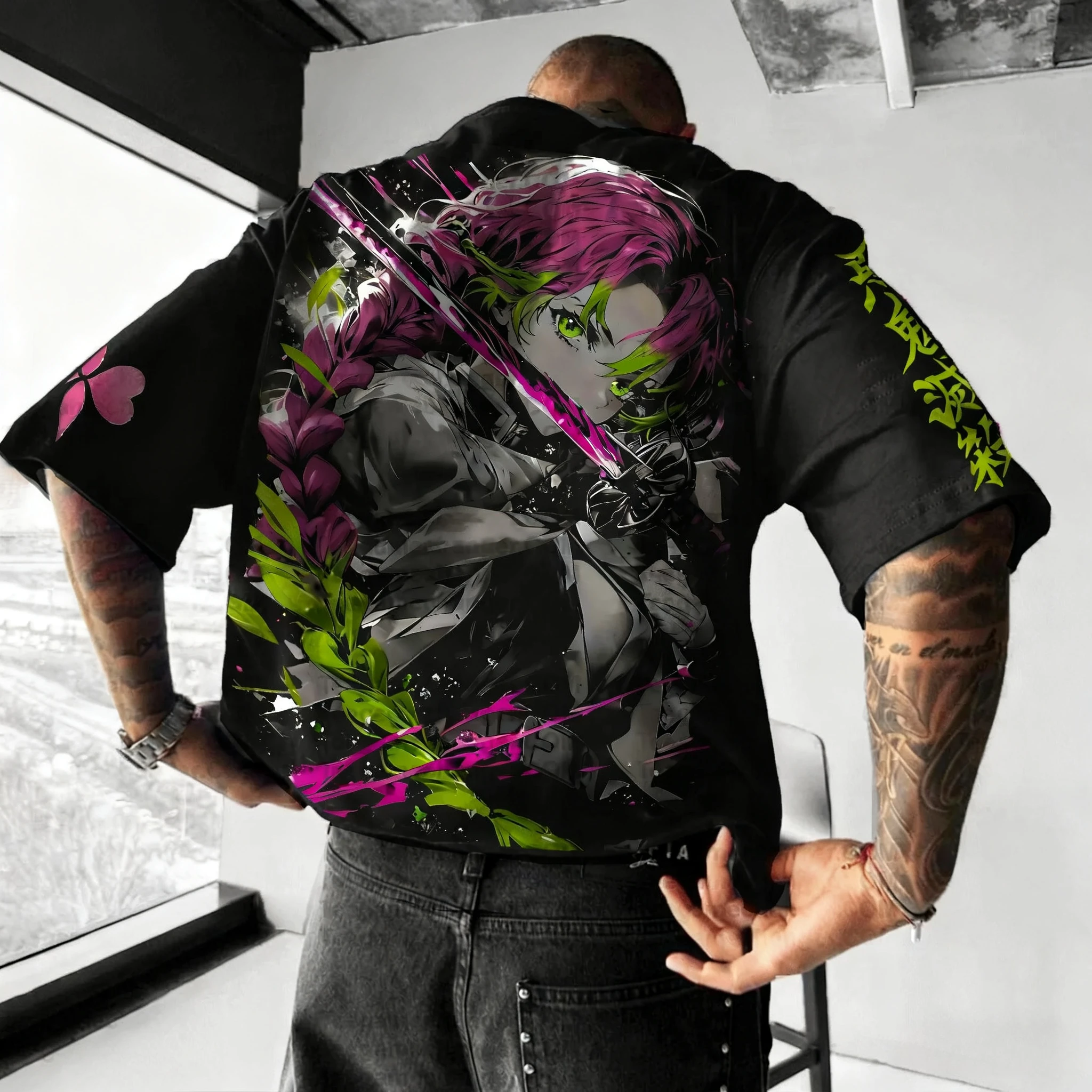 

Demon Slayer Anime Co Branded T-shirt 2025 Summer Men's New Rengoku Kyoujurou Printed Loose Casual Children's Parent Child Top