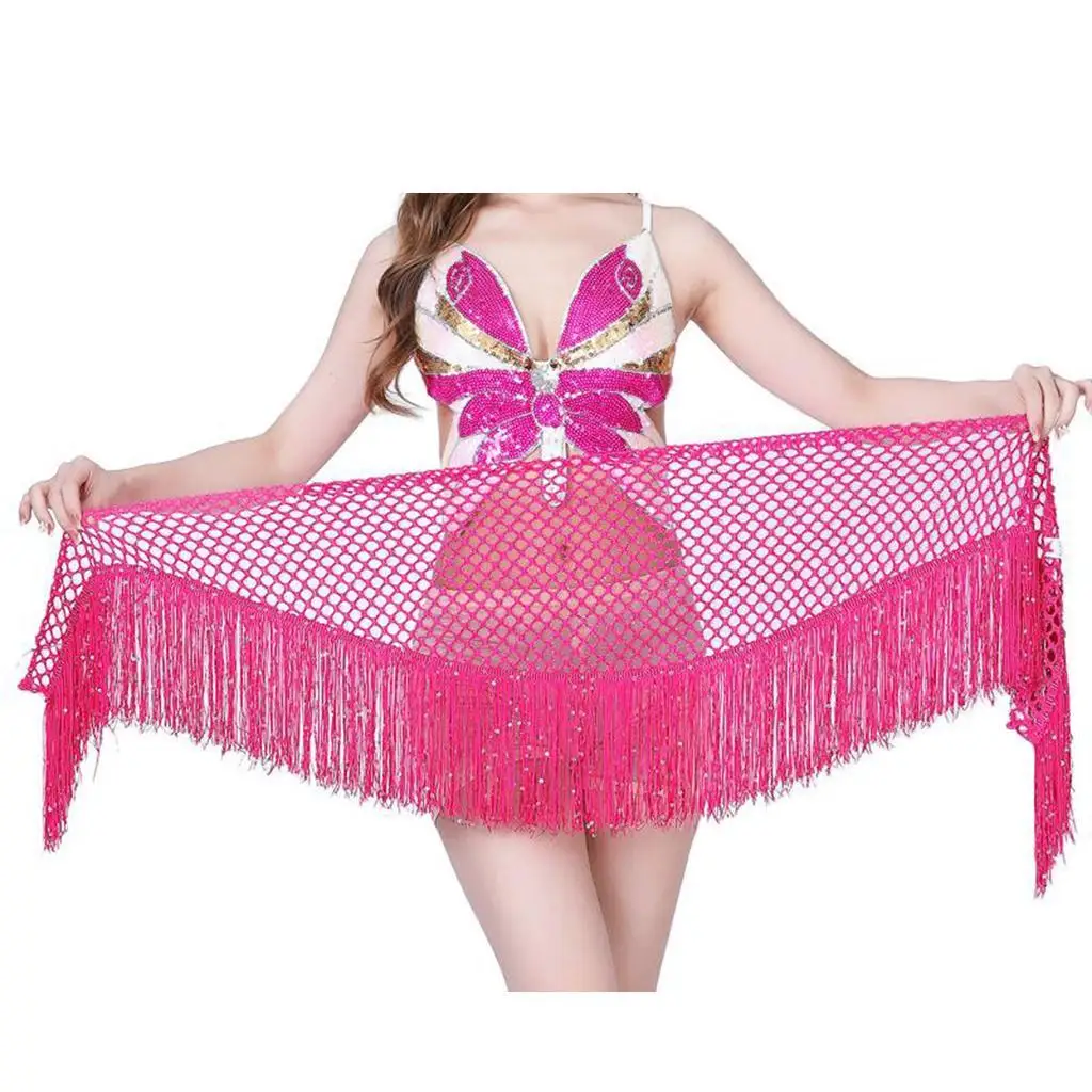 Falda de cadera de danza del vientre para mujer, cinturón envolvente, borla de purpurina, disfraz de actuación de Halloween, Sexy