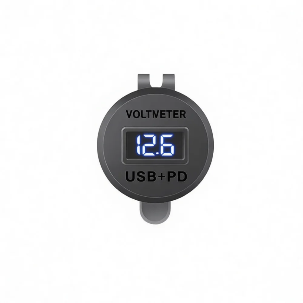 For XAYVG Motorcycle Charger Dual USB Adapter PD QC Fast Charging Waterproof Socket 12V 24V Voltage Display Power Port