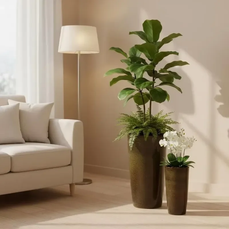 for Large Tall Ceramic Pottery Planter Glazed Finish Durable Wholesale High Floor Succulent Pot Indoor Outdoor Use Gardening