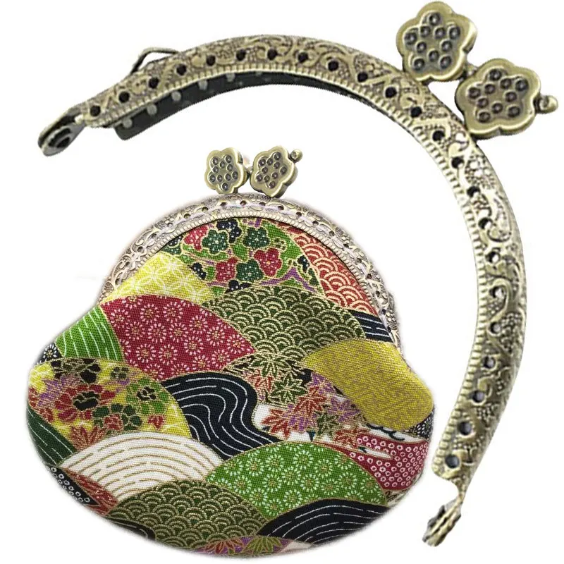 

10pcs 8.5cm Flower Vintage Bronze Clutch Coin Purse Arc Lcae Metal Frame Kiss Clasp Handbag Handle for DIY Bag Craft Accessory