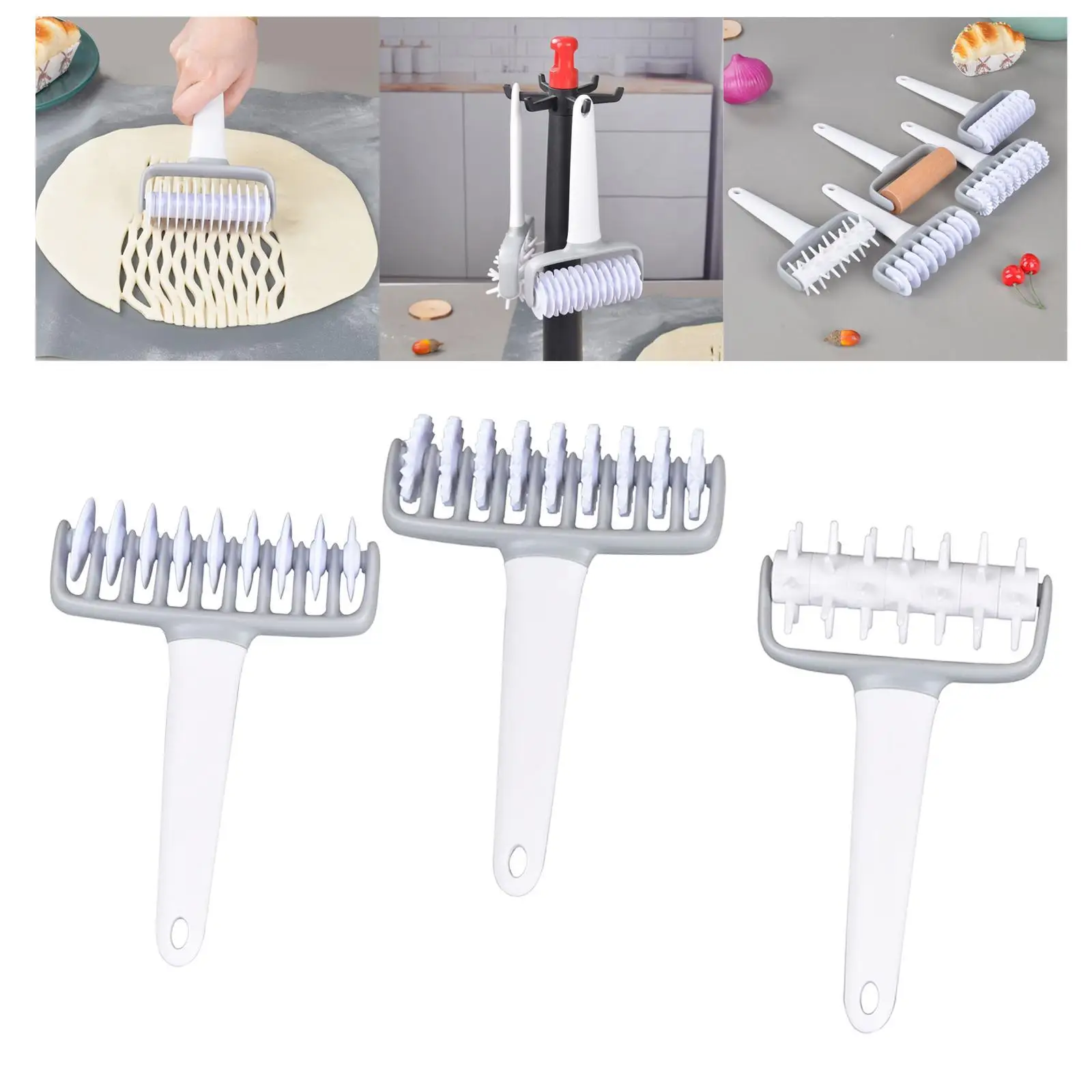 Pastry Tool Dough Holes Maker Needle Roller with Handle Pizza Dough Rollers Docker Pizza Roller for Cookie Flatbread Sandwich