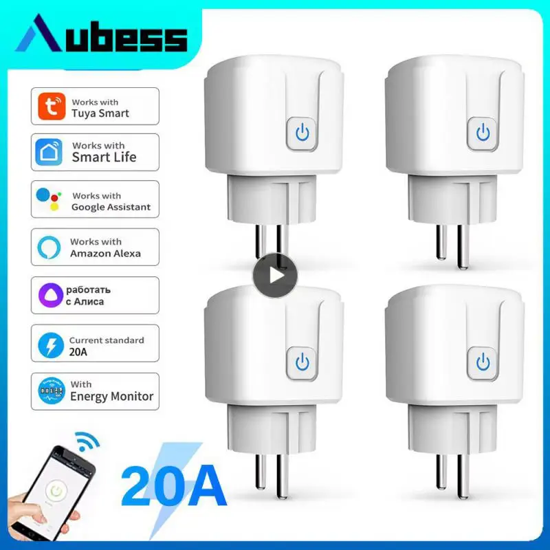 

20A 16A Wifi Tuya EU FR Smart Plug Electrical Socket Power Monitor Timer Outlet With Smart Life Alexa Home Yandex Alice