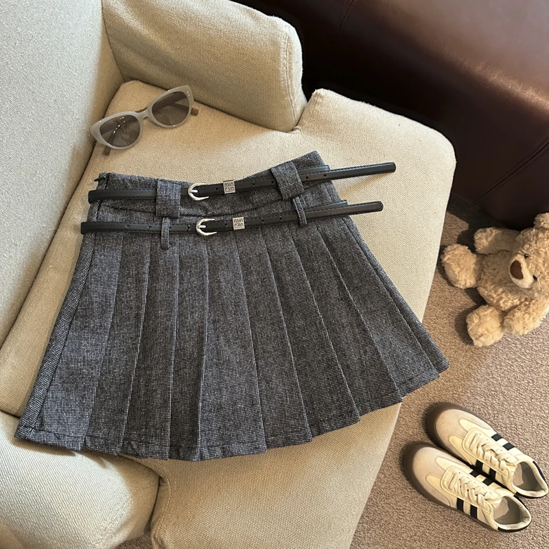 Damen Herbst Winter Braun Grau Lässiger Minirock Y2K Harajuku Niedliche Ästhetik 2000er Jahre College Retro Kurzer Rock Kleidung 2025 Neu