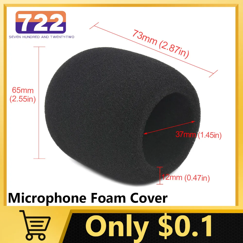 1 Piece Black Foam Mic Cover Handheld Microphone Windscreen Sponge Cover Headset Mic Foam Cover Protective Cap