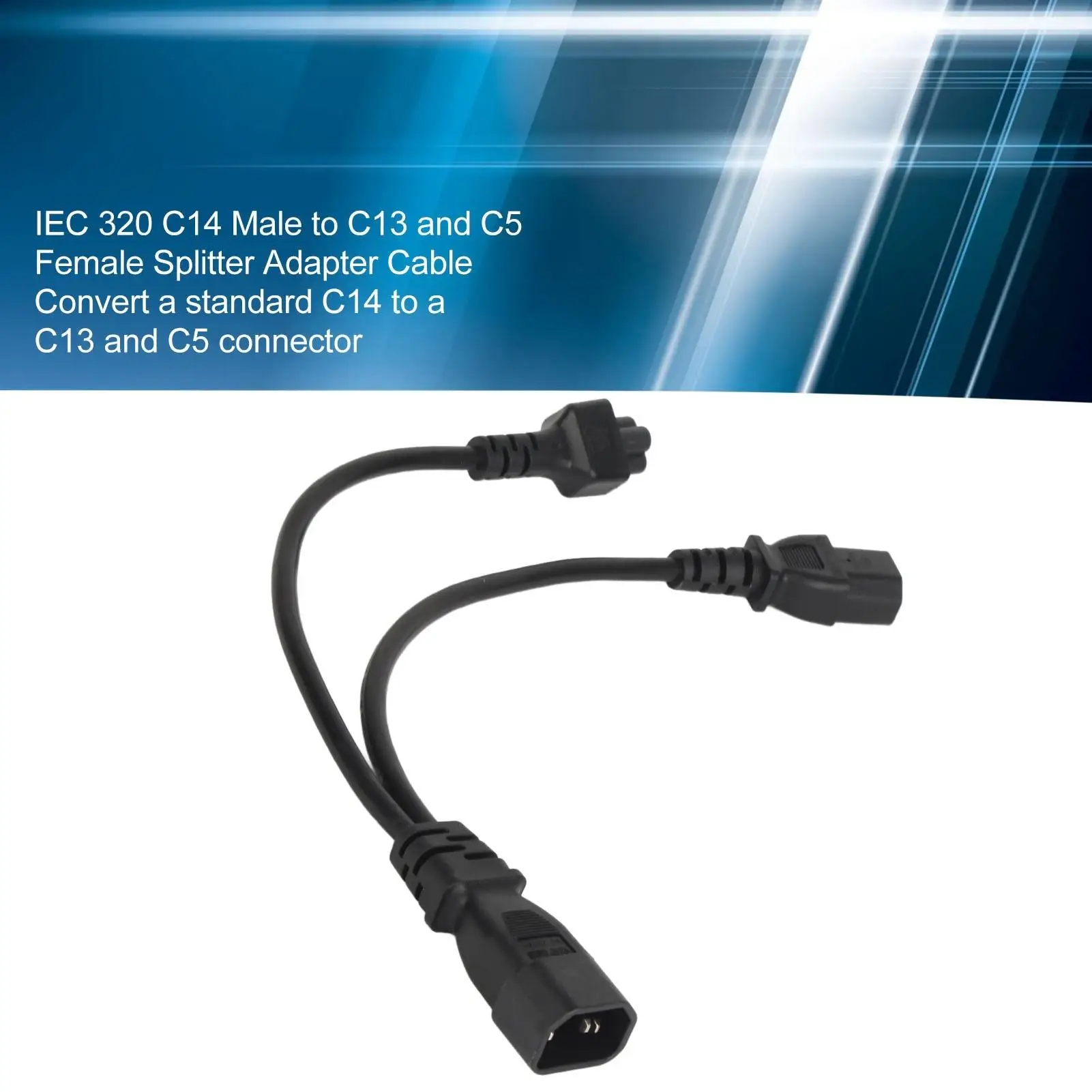 Y Splitter Power Cord IEC 320 C14 Male  C13 & C5 Female Adapter Cable 10 250V Connector