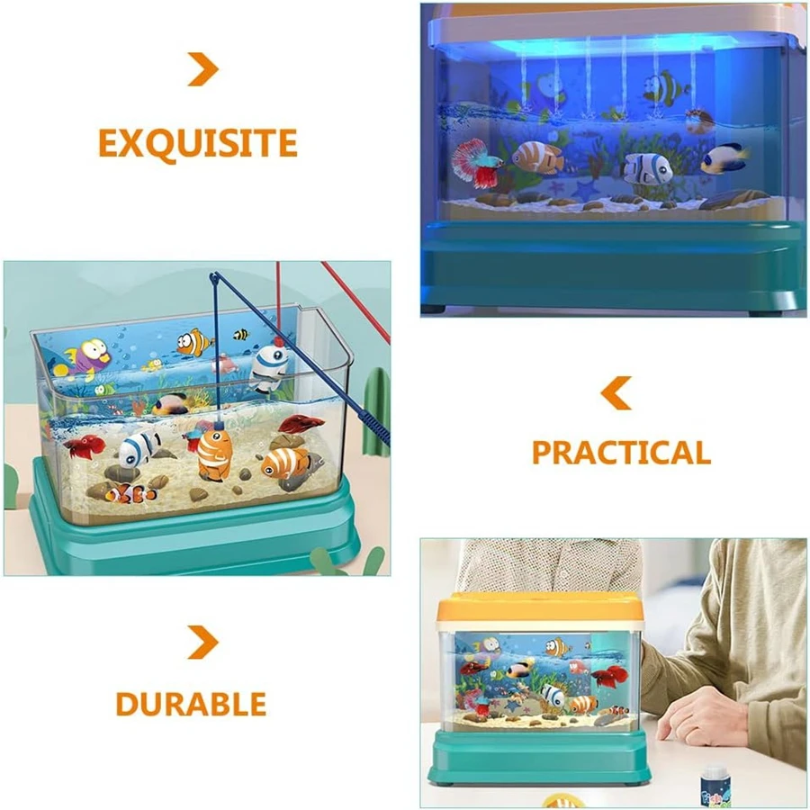 Spielen Haus Simulation Kann Echte Fische Strom Musik Licht Angeln Tank Aquarium Magnet Set Kinder Pädagogisches Spielzeug