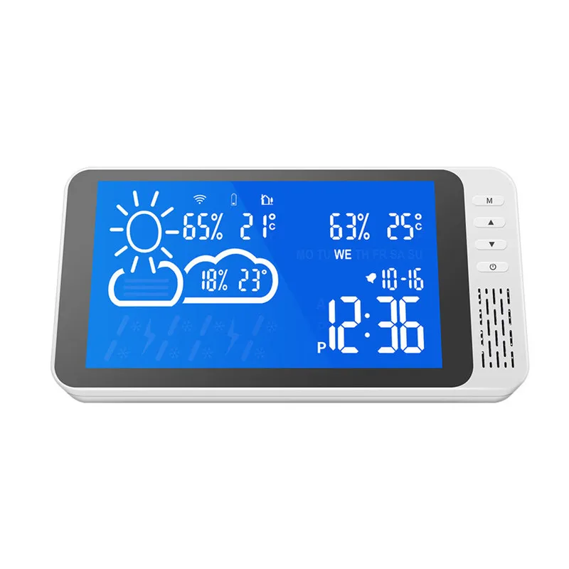 

Home Air Quality Monitor Weather Forecast Weather Station With Tuya Wifi Li-Battery 2000Mah Including USB Chargeing Cable DM132C