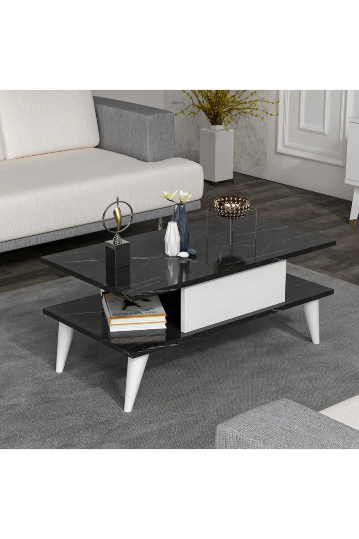 

DOLBOVI Beta Medium Tripod Royal Marble White Coffee Table